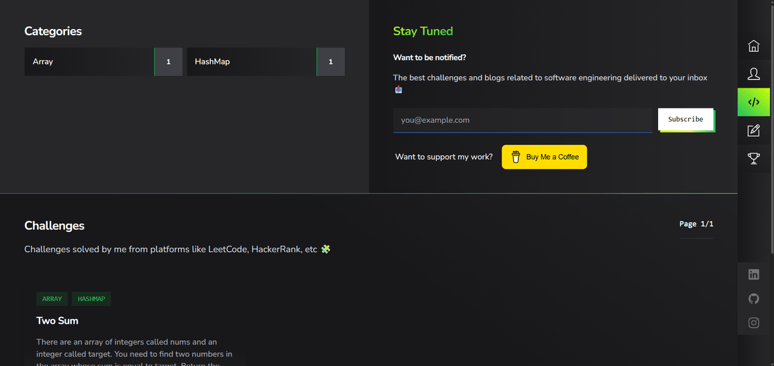 Challenge page